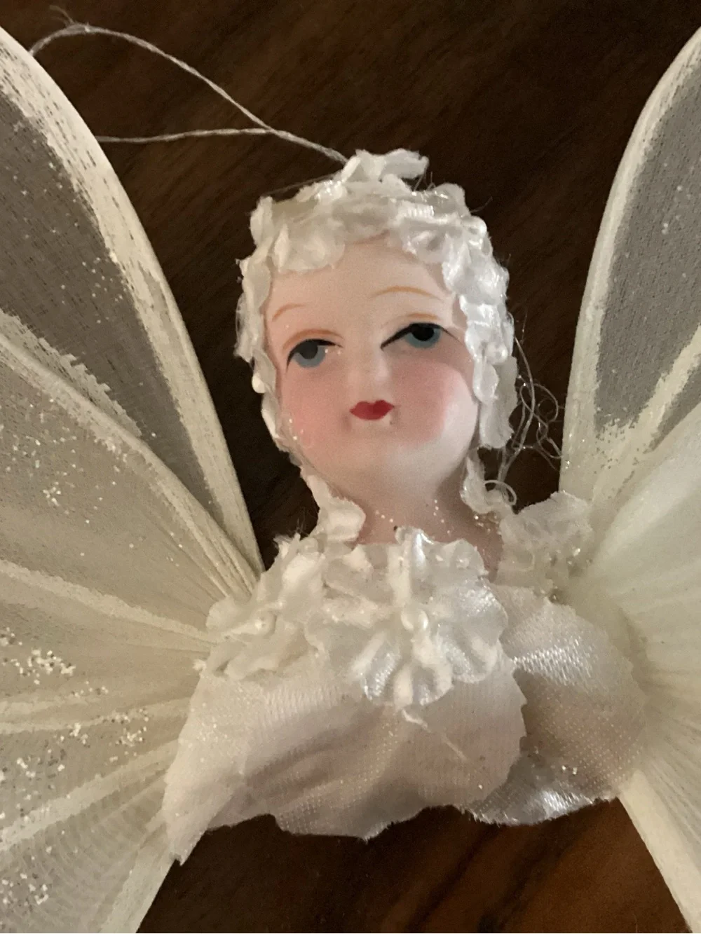 Silvestri White Gossamer Mesh Wing Angel Ornament Tree Topper